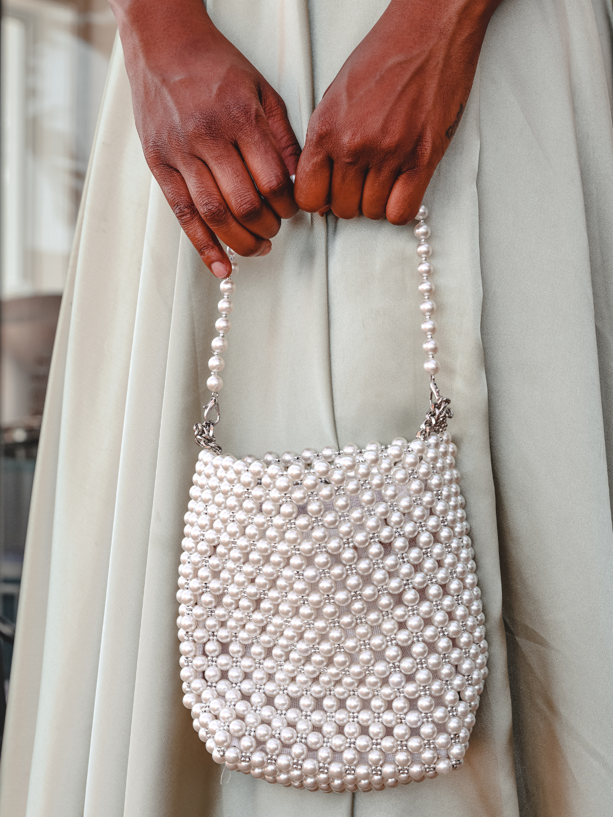 White Pearl Handbag - Rental 