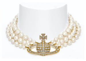 VIVIENNE WESTWOOD THREE ROW PEARL BAS RELIEF CHOKER GOLD - Location