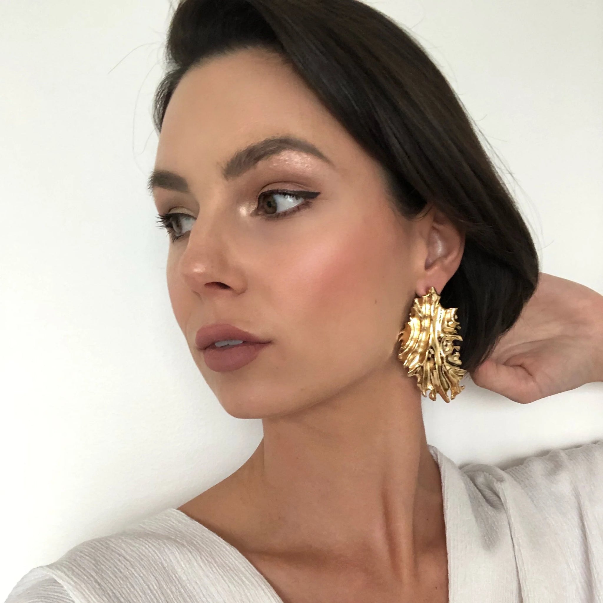 Lyna Asymmetrical Irregular Gold Earrings - Location