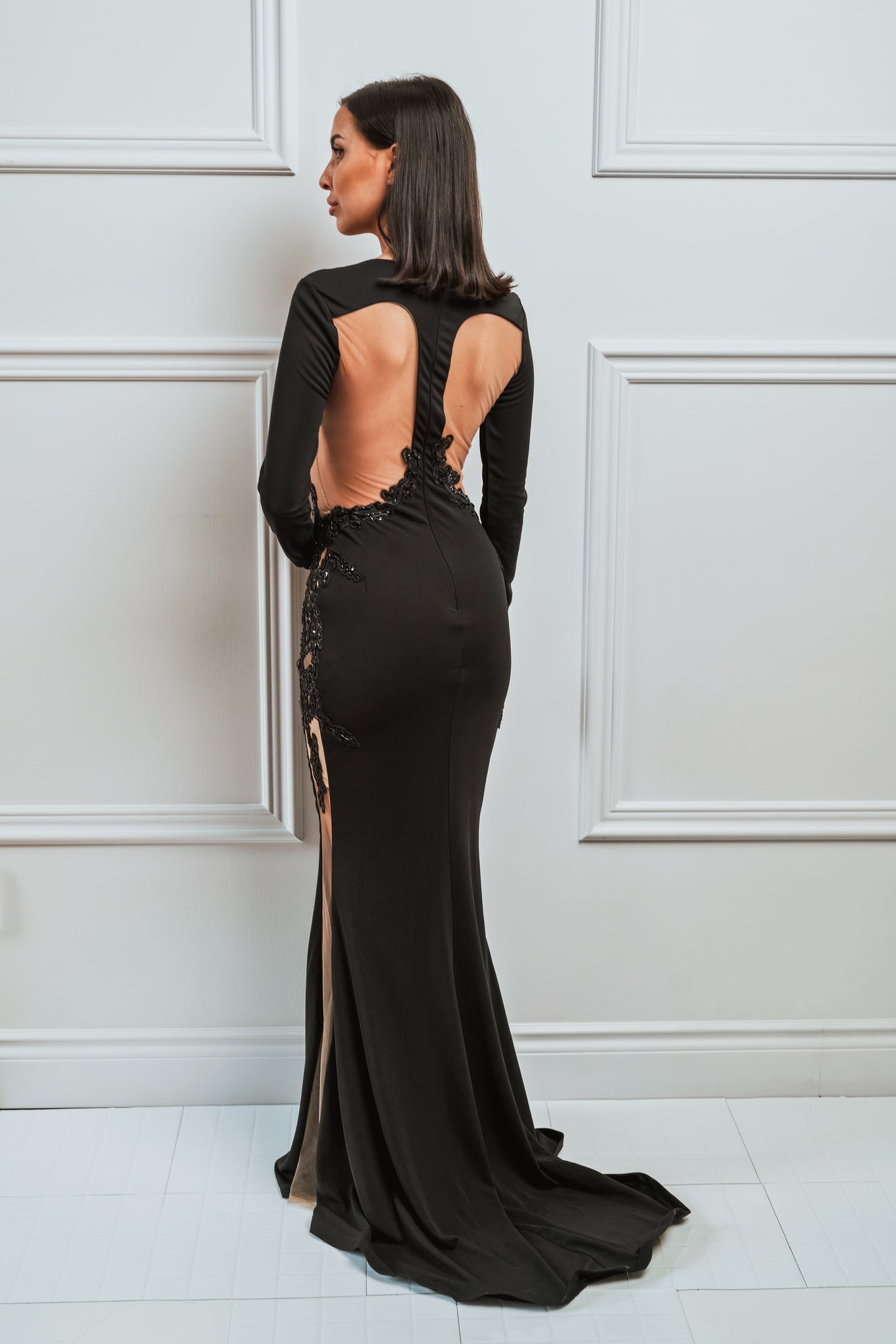 Long Black And Beige Dress - Rental 