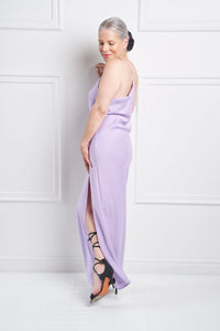 Lilac Midi Dress In Silky Fabric - Rental